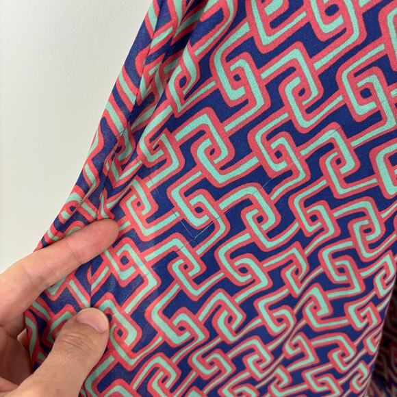 bar III front row colorblock geometric print flowy dress XL blue pink cocktail - Picture 8 of 11